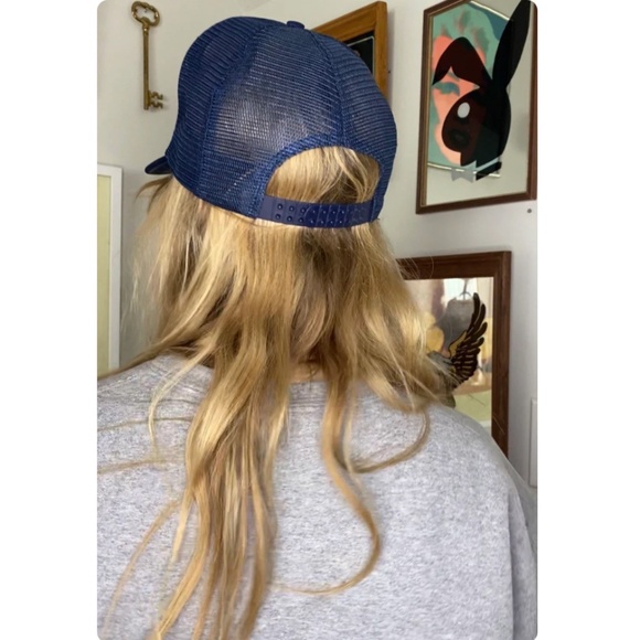 Vintage 1970’s 1980's Las Vegas Trucker Hat - Navy Blue with Sun and Clouds - M - Picture 3 of 5